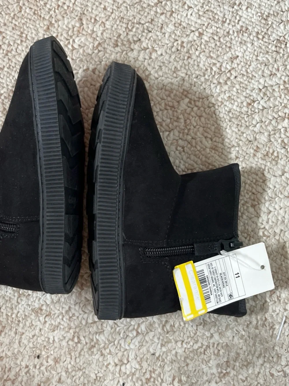 Black  faux Suede Side-Zip Platform Ankle Boots